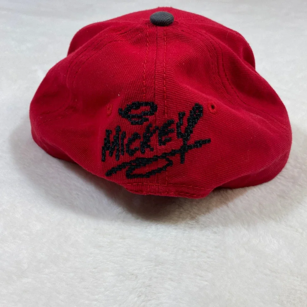 Disney Parks Mickey Mouse Pixel Art Youth Baseball Cap Hat Red Gray